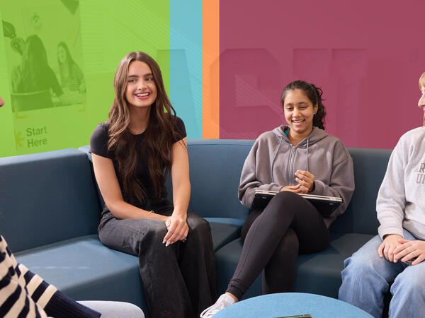 Students sitting on a couch